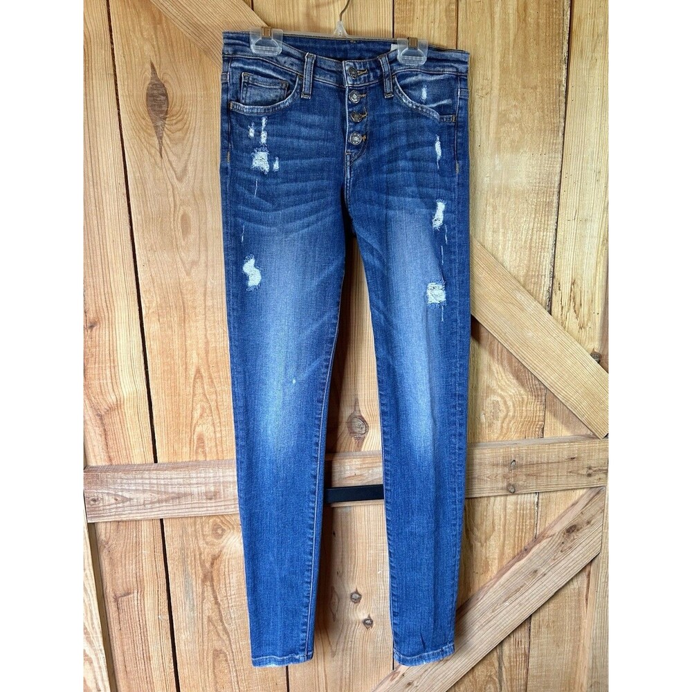 Bridge by GLY Women’s Distressed Skinny Jeans Blue Denim Size 26 Mid Rise